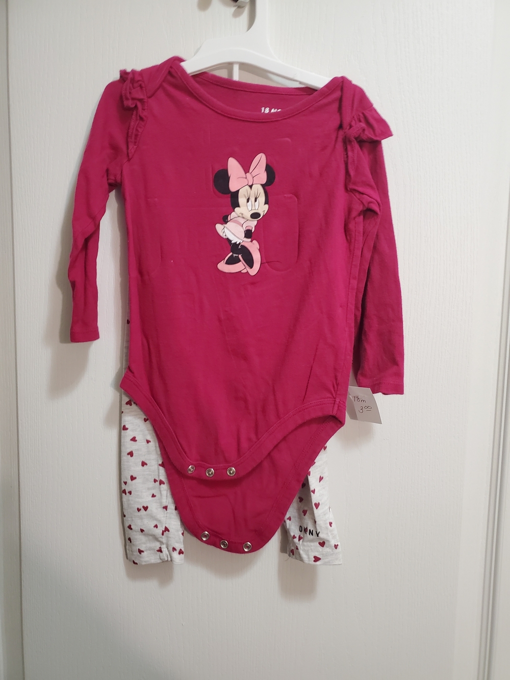Disney Minnie Mouse Magenta Long-Sleeve One-Piece Bodysuit & Pants 18m